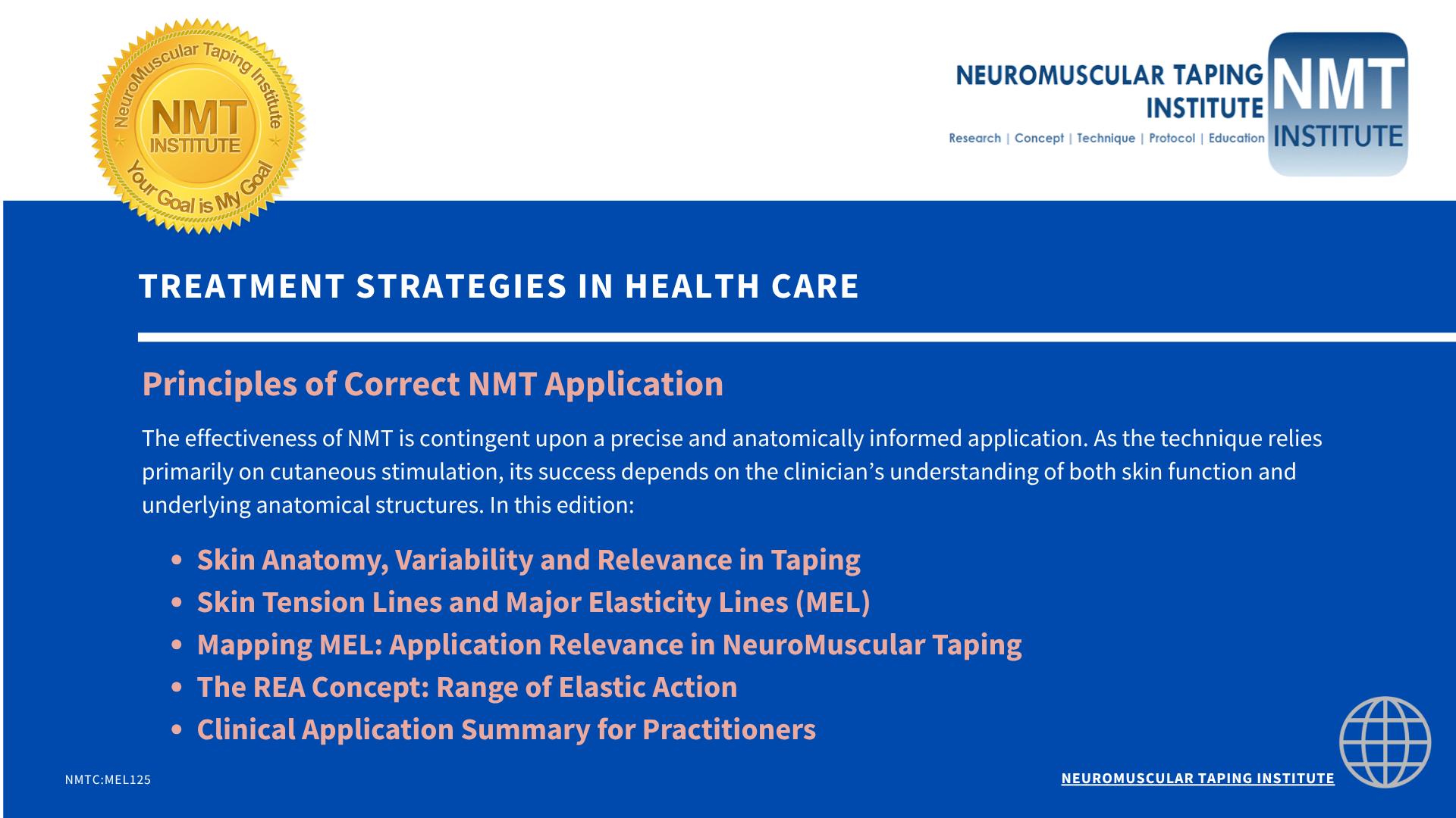 MEL Lines in NeuroMuscular Taping Treatment STRATEGIES in health care